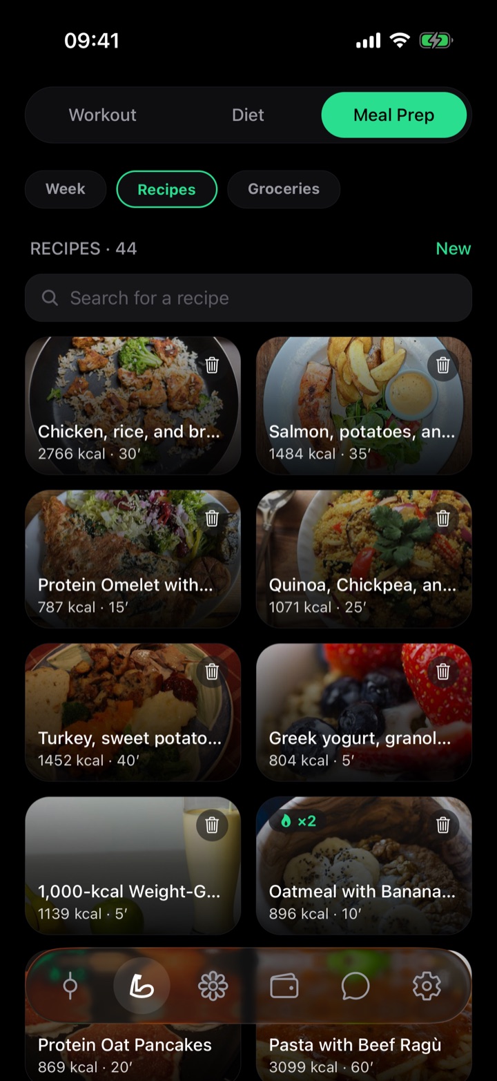 List of Gosifi recipes with calories