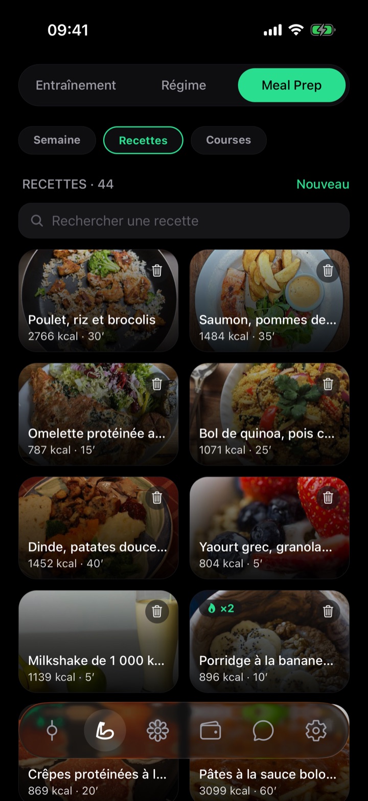Liste des recettes Gosifi avec calories