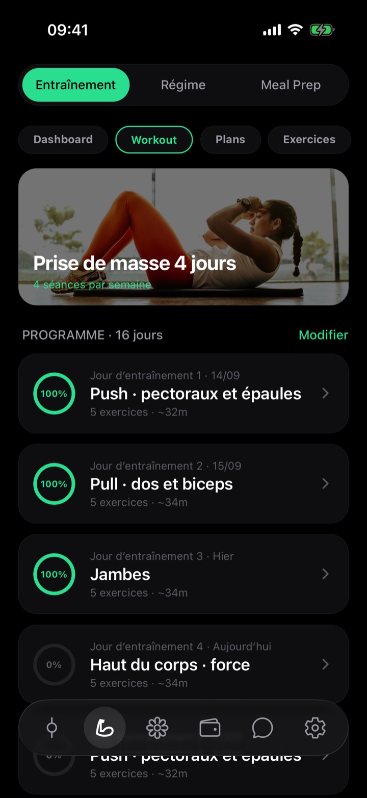 Programme d'entraînement de la semaine dans Gosifi