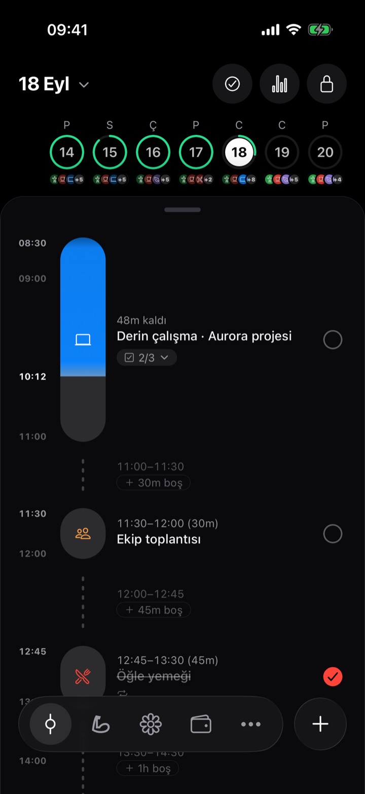 Gosifi ana ekranı, bugünün planı